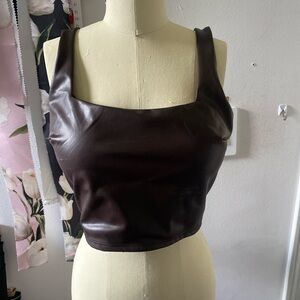 Express Dark Brown Leather Tank Top